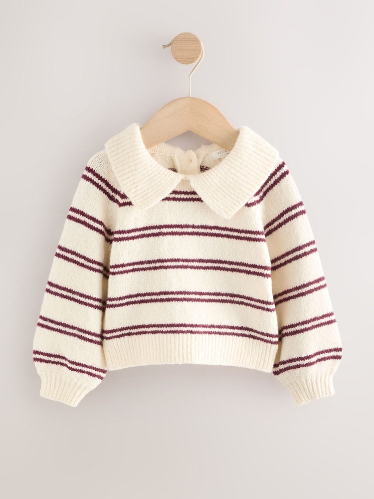 Ecru Stripe Collar Jumper (3mths-7yrs) - Image 1 of 4