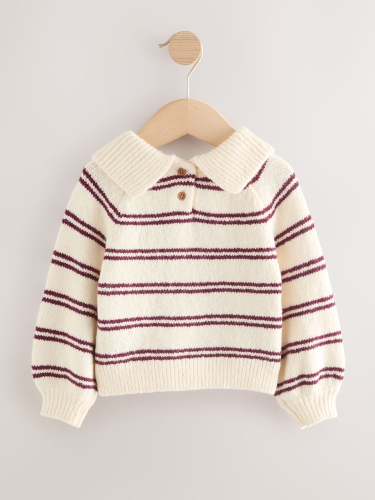 Ecru Stripe Collar Jumper (3mths-7yrs) - Image 2 of 4