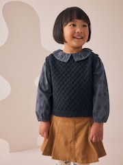 Navy Mock Layer Knit Jumper (3mths-7yrs) - Image 1 of 8