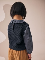 Navy Mock Layer Knit Jumper (3mths-7yrs) - Image 3 of 8