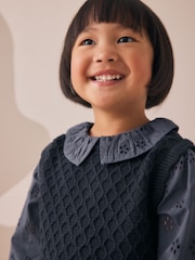 Navy Mock Layer Knit Jumper (3mths-7yrs) - Image 4 of 8