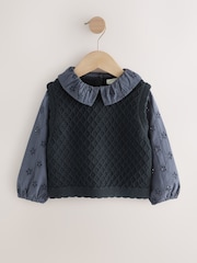 Navy Mock Layer Knit Jumper (3mths-7yrs) - Image 5 of 8