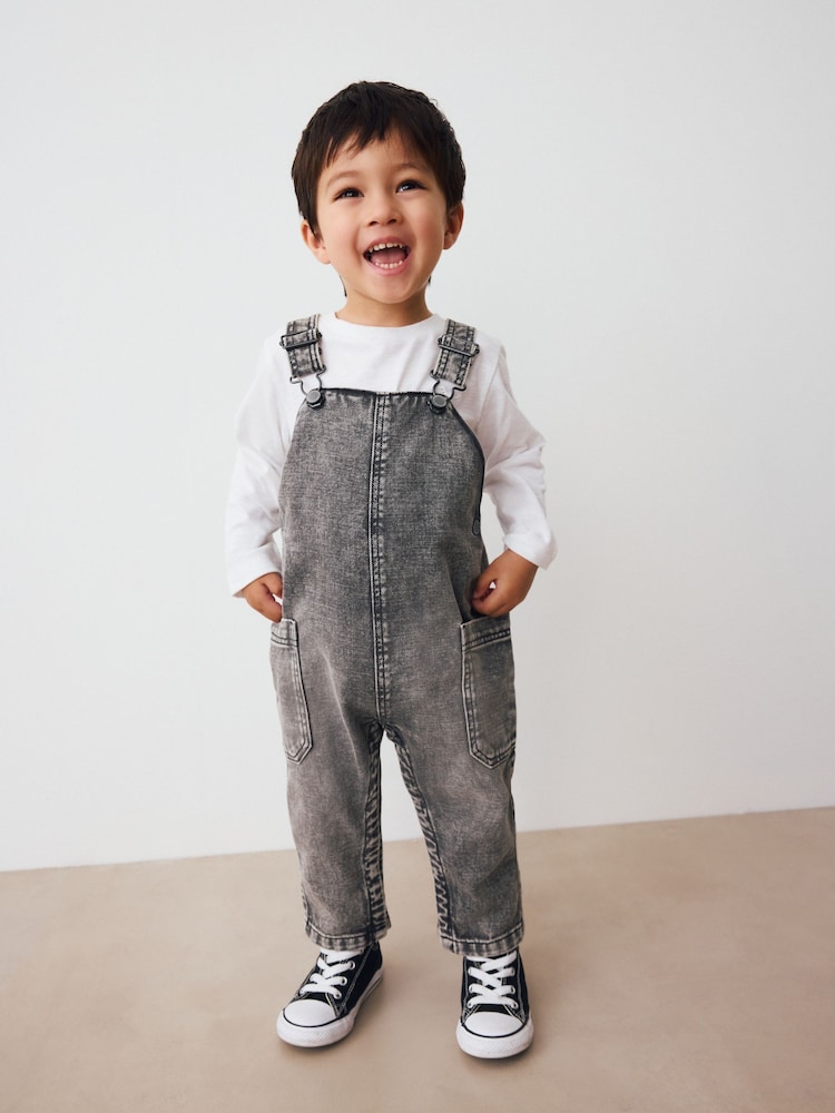 Grey Denim Dungarees (3mths-7yrs) - Image 1 of 11