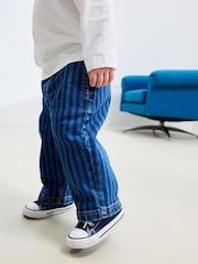 Dark Blue Stripe Pull On Wide Jeans (3mths-7yrs) - Image 1 of 9
