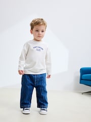 Dark Blue Stripe Pull On Wide Jeans (3mths-7yrs) - Image 2 of 9