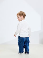 Dark Blue Stripe Pull On Wide Jeans (3mths-7yrs) - Image 4 of 9
