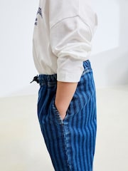 Dark Blue Stripe Pull On Wide Jeans (3mths-7yrs) - Image 5 of 9