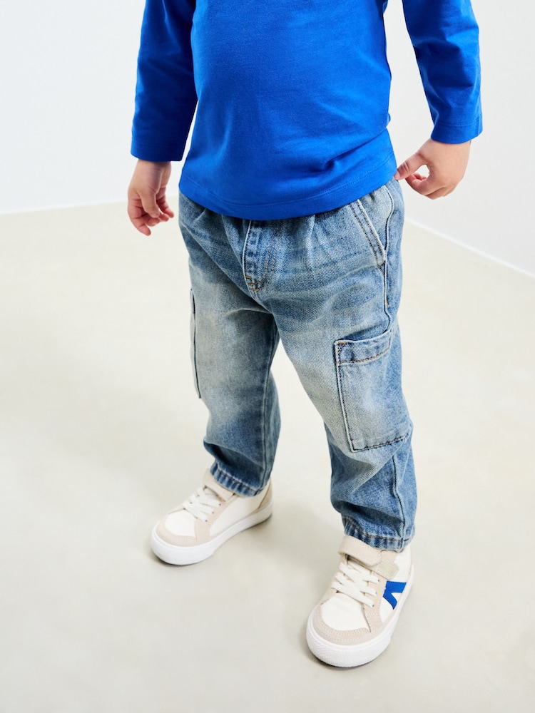 Mid Blue Tint Denim Cargo Jeans (3mths-7yrs) - Image 1 of 3
