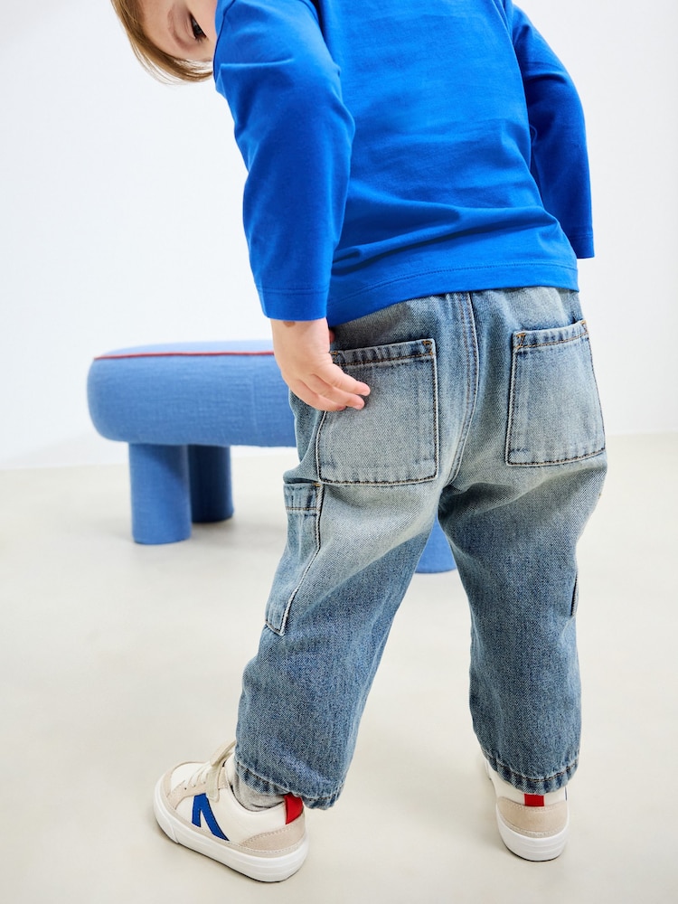 Mid Blue Tint Denim Cargo Jeans (3mths-7yrs) - Image 3 of 3