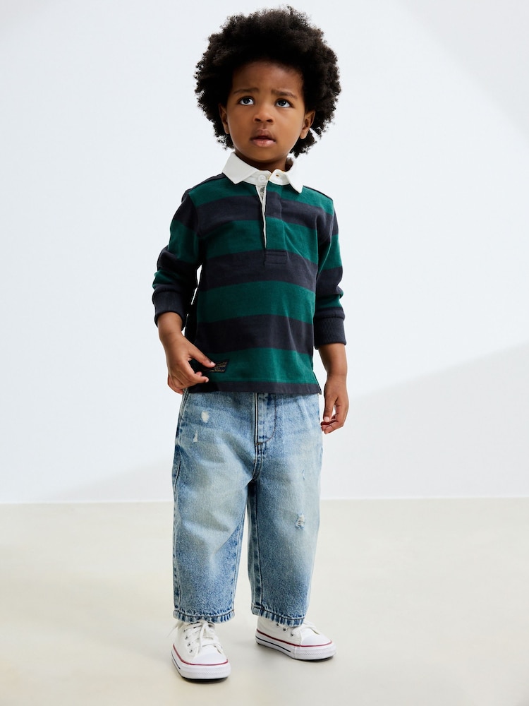 Light Blue Distressed Denim Wide Leg Jeans (3mths-7yrs) - Image 1 of 4