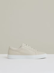 Reiss Off White Luca Tumbled Tumbled Leather Trainers - Image 1 of 5
