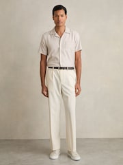 Reiss Off White Luca Tumbled Tumbled Leather Trainers - Image 2 of 5