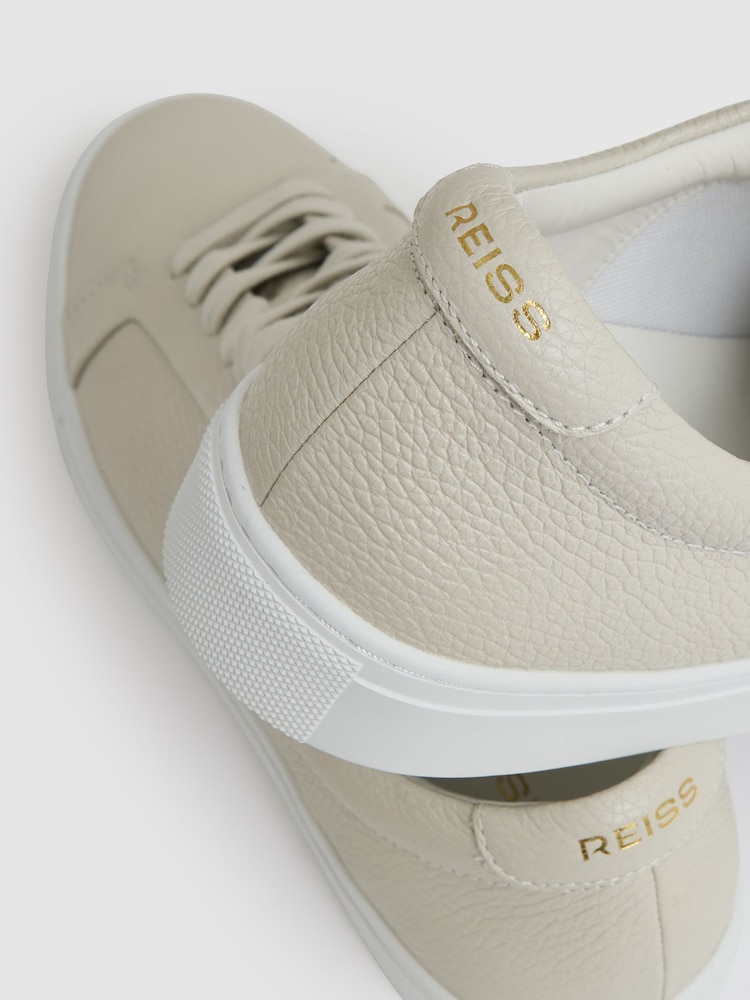 Reiss Off White Luca Tumbled Tumbled Leather Trainers - Image 5 of 5