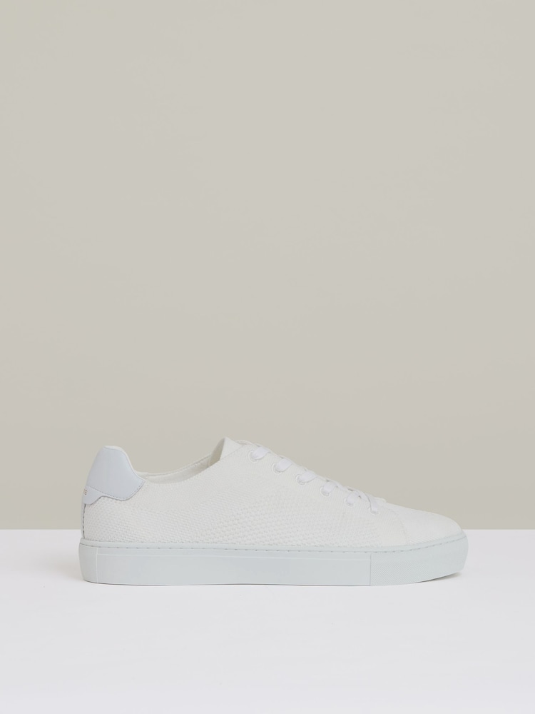 Reiss White Finley Knit Knitted Low-Top Trainers - Image 1 of 5 Reiss White Finley Knit Knitted Low-Top Trainers - Image 1 of 5