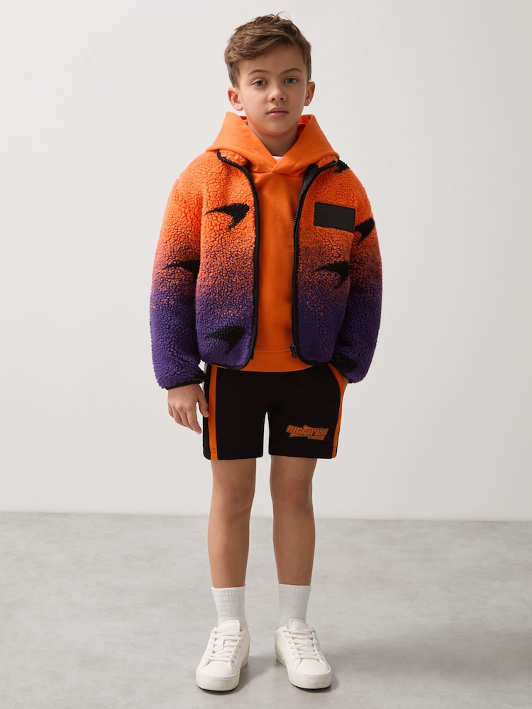 Reiss Papaya Orange/Purple Drift 9-13 yrs Unisex Fit McLaren F1 Team Ombré Fleece Jacket - Image 1 of 8