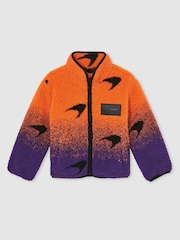 Reiss Papaya Orange/Purple Drift 9-13 yrs Unisex Fit McLaren F1 Team Ombré Fleece Jacket - Image 2 of 8