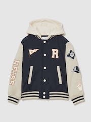 Reiss Navy/Stone Wells 13-14 yrs Home-Run Colourblock Bomber Jacket - Image 1 of 4