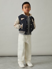 Reiss Navy/Stone Wells 13-14 yrs Home-Run Colourblock Bomber Jacket - Image 2 of 4