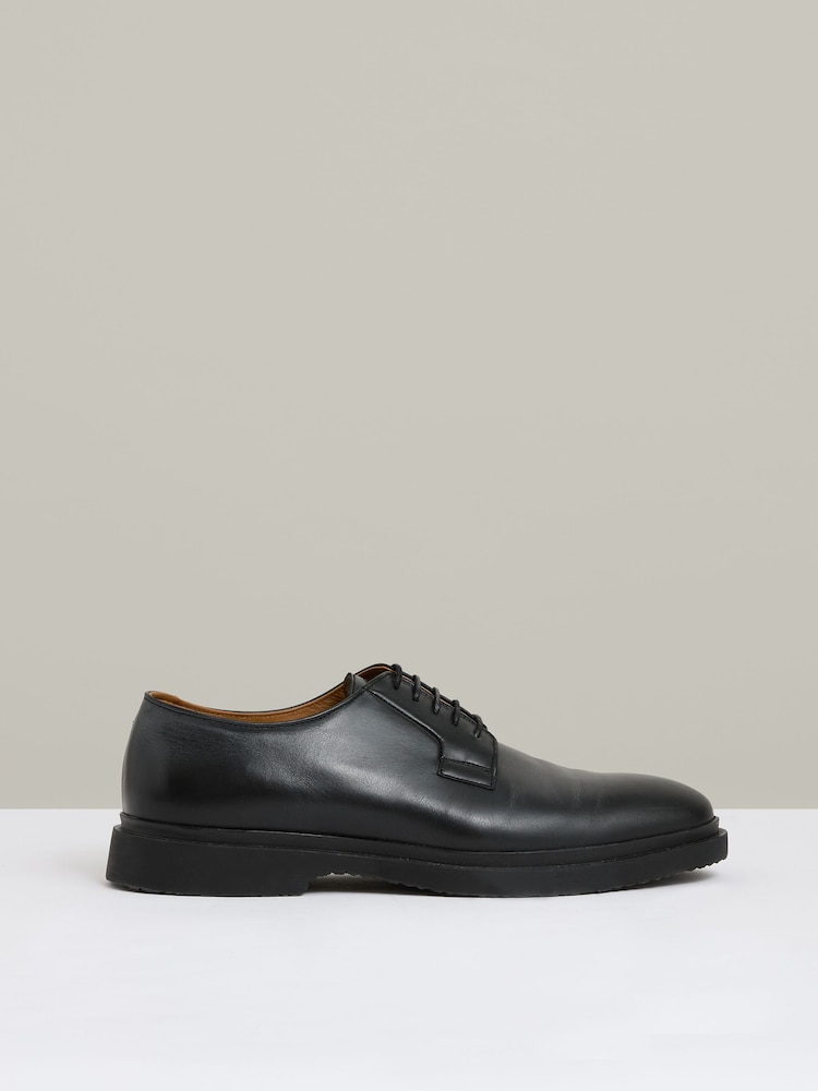 Reiss Black Ralph Leather Lace-Up Derby Shoes - Image 1 of 6