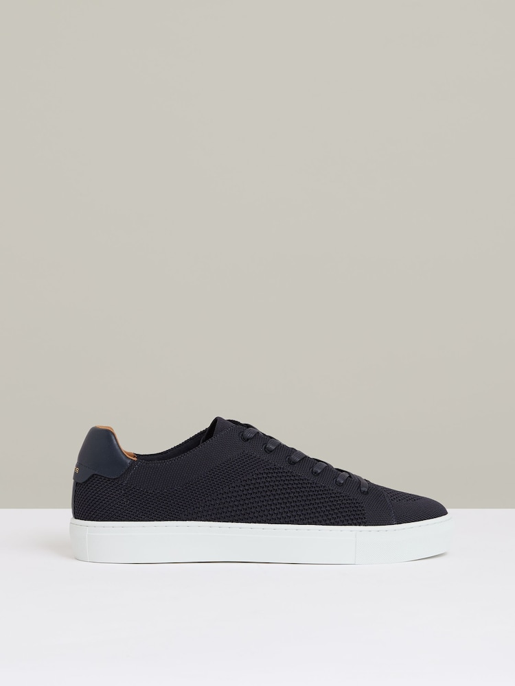 Reiss Navy Finley Knit Knitted Low Top Trainers - Image 1 of 5