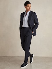 Reiss Navy Finley Knit Knitted Low Top Trainers - Image 2 of 5
