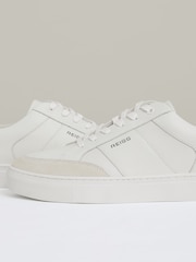 Reiss White Ashton Suede Toe Cap Leather Trainers - Image 4 of 5