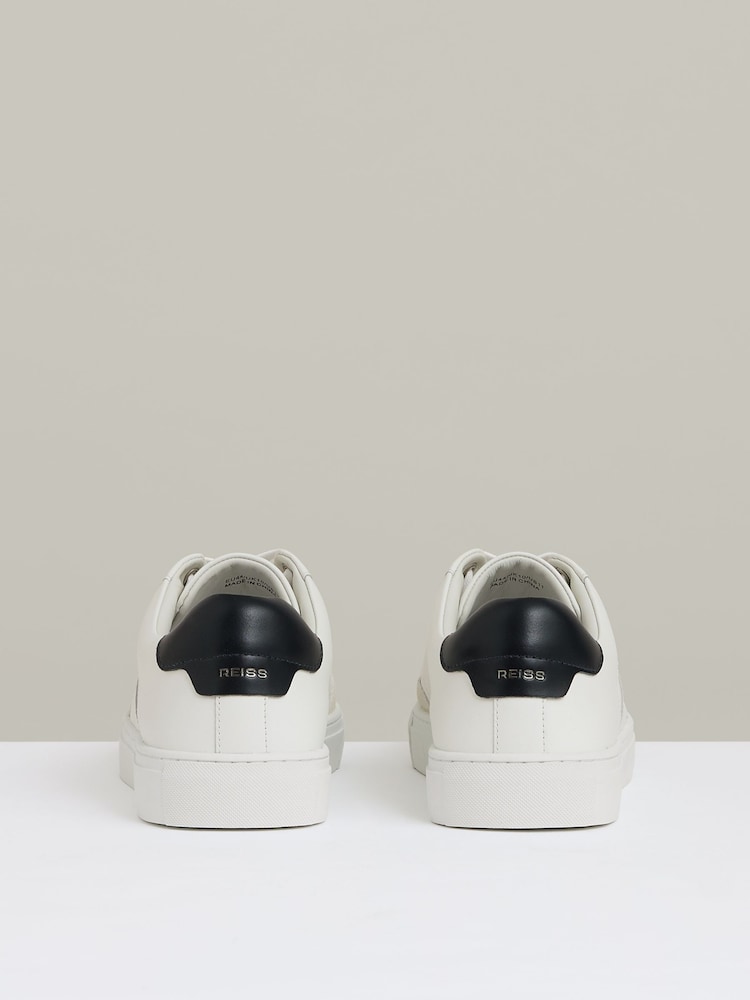 Reiss White Ashton Suede Toe Cap Leather Trainers - Image 5 of 5