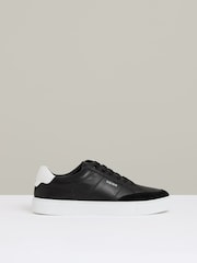 Reiss Black Ashton Suede Toe Cap Leather Trainers - Image 1 of 5