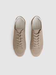 Reiss Light Khaki Finley Knit Knitted Low Top Trainers - Image 3 of 5