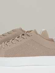 Reiss Light Khaki Finley Knit Knitted Low Top Trainers - Image 4 of 5