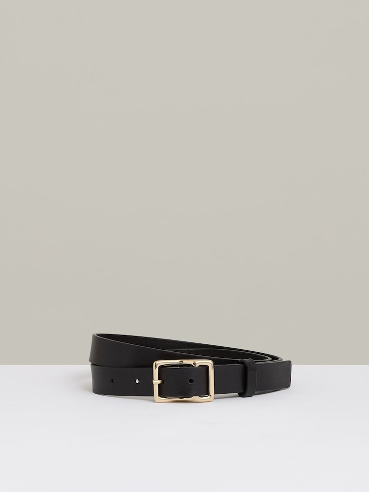 Reiss Black Mateo Leather Angled-Buckle Belt - Image 1 of 4