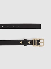Reiss Black Mateo Leather Angled-Buckle Belt - Image 3 of 4