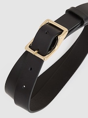 Reiss Black Mateo Leather Angled-Buckle Belt - Image 4 of 4