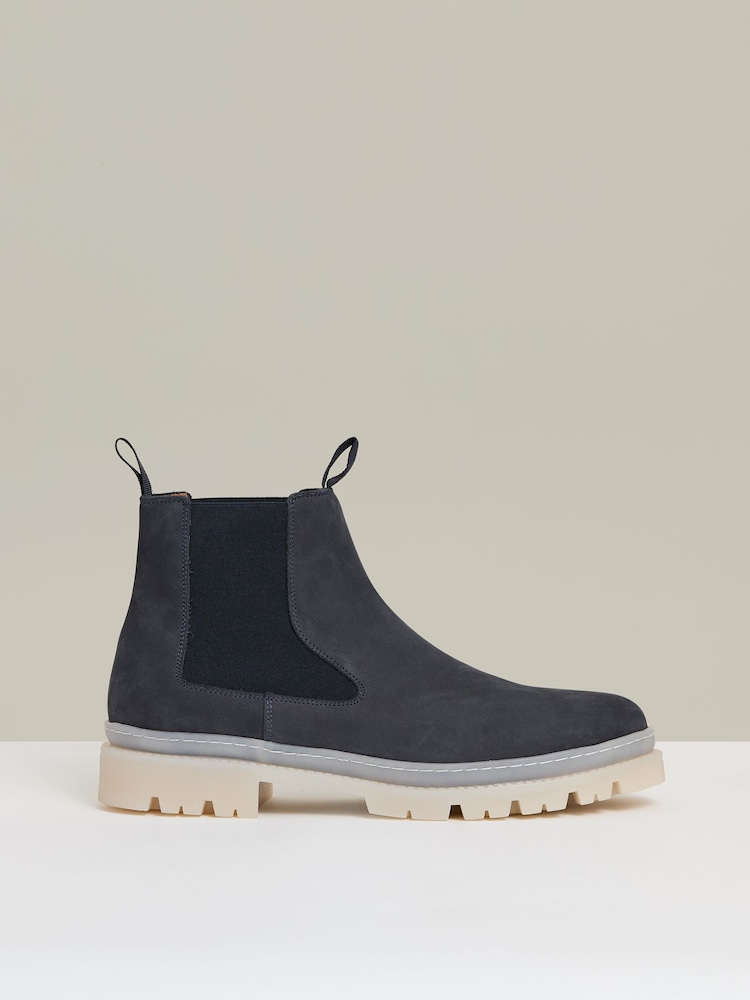 Reiss Dark Navy Garry Suede Contrast Sole Chelsea Boots - Image 1 of 6