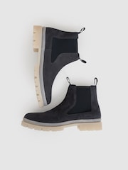Reiss Dark Navy Garry Suede Contrast Sole Chelsea Boots - Image 3 of 6