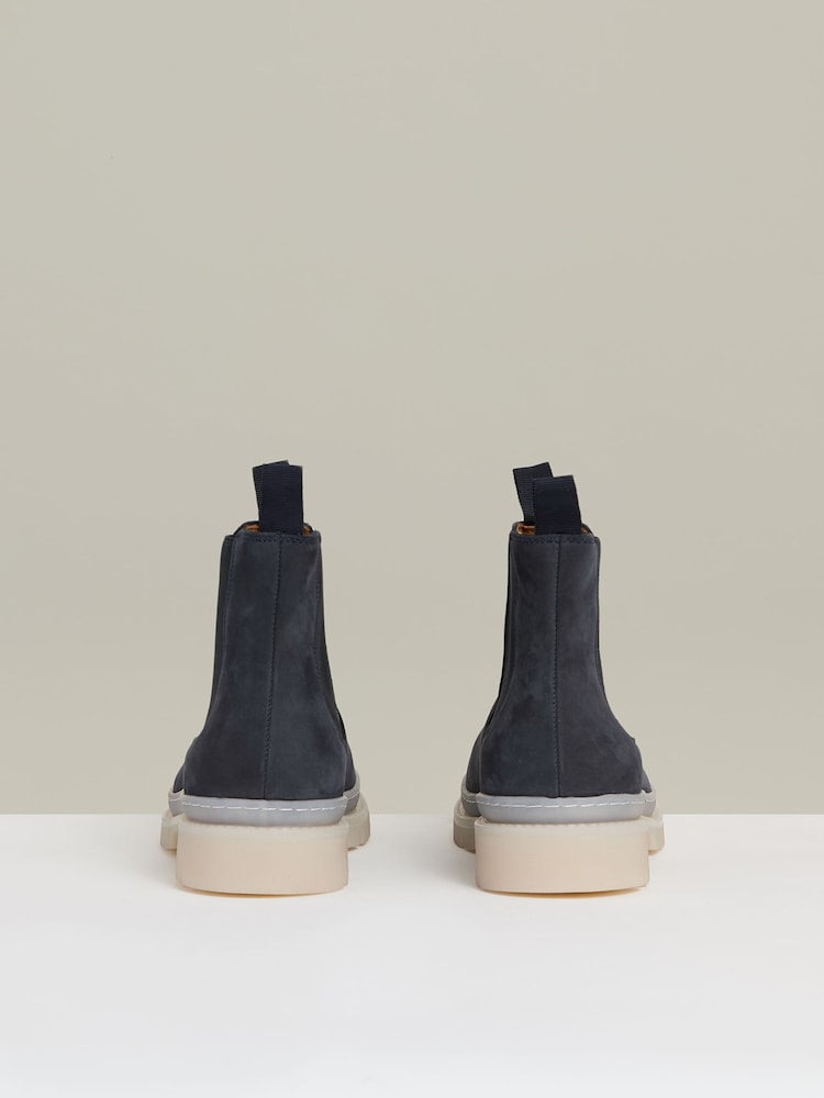Reiss Dark Navy Garry Suede Contrast Sole Chelsea Boots - Image 4 of 6