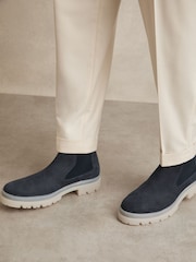 Reiss Dark Navy Garry Suede Contrast Sole Chelsea Boots - Image 5 of 6