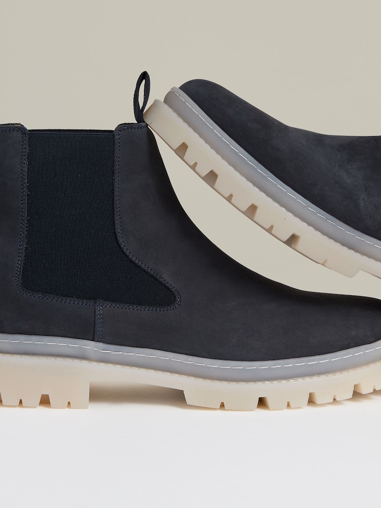 Reiss Dark Navy Garry Suede Contrast Sole Chelsea Boots - Image 6 of 6
