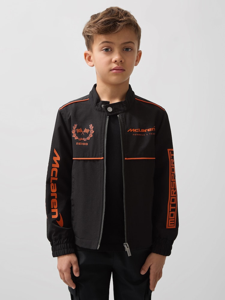 Reiss Black Wanden 9-13 yrs Unisex Fit McLaren F1 Team Technical Logo Jacket - Image 1 of 8