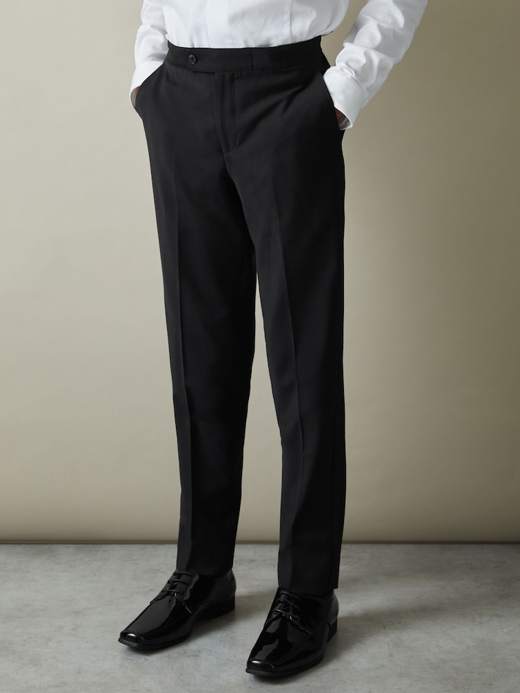 Reiss Black Knightsbridge T 13-14 yrs Wool-Blend Tuxedo-Stripe Trousers - Image 1 of 4