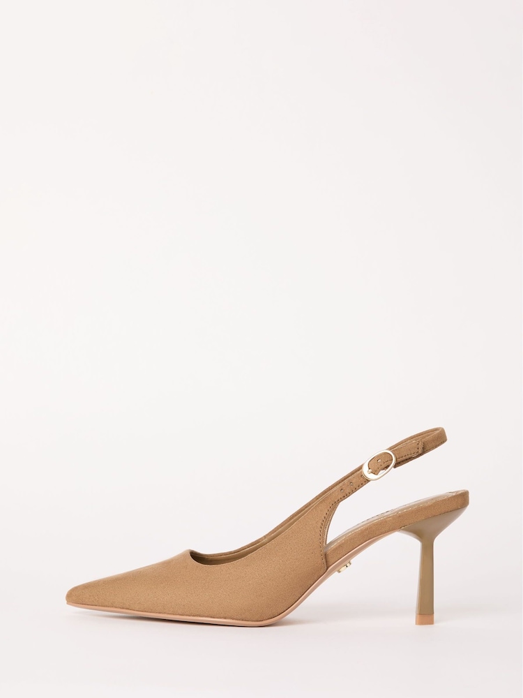 Lipsy Neutral Standard Fit Low Heel Slingback Faux Leather Courts - Image 5 of 5
