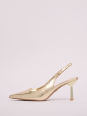 Lipsy Gold Standard Fit Low Heel Slingback Faux Leather Courts - Image 5 of 5