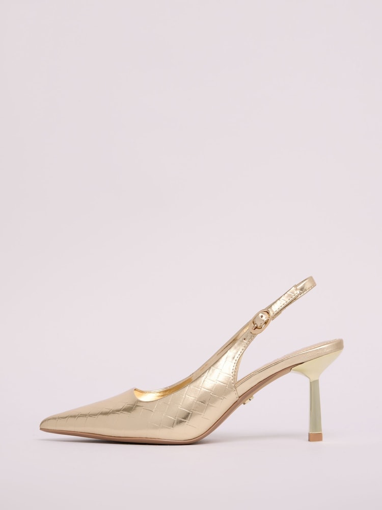 Lipsy Gold Standard Fit Low Heel Slingback Faux Leather Courts - Image 5 of 5