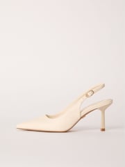 Lipsy White Standard Fit Low Heel Slingback Faux Leather Courts - Image 5 of 5