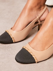 Lipsy Nude Low Heel Toe Cap Faux Leather Courts - Image 4 of 5