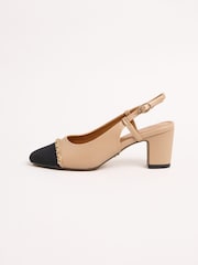 Lipsy Nude Low Heel Toe Cap Faux Leather Courts - Image 5 of 5