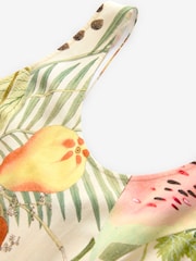 Kew Collection Fruit Print Sleeveless Scoop Neck Waisted Mini Dress with Linen - Image 6 of 7