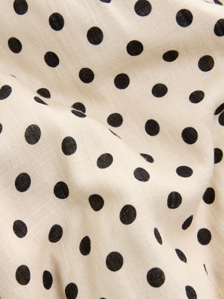 Écru/Cream à pois - Robe mi-longue à col bouffant Dos nu - Image 8 of 9