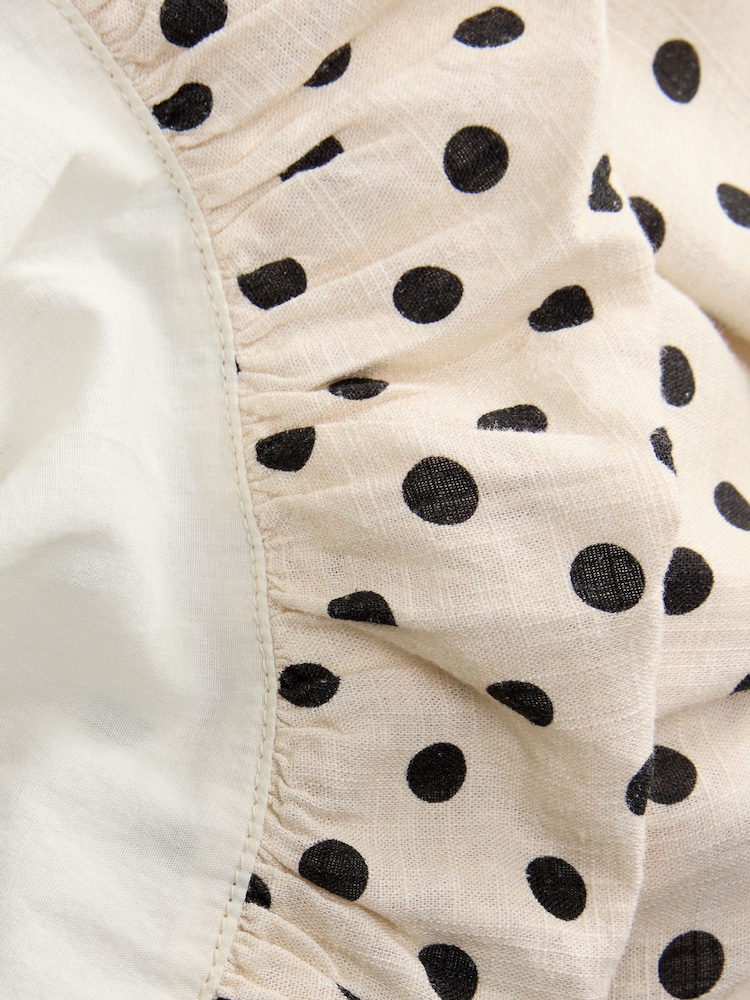 Écru/Cream à pois - Robe mi-longue à col bouffant Dos nu - Image 9 of 9