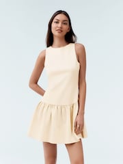 Pastel Yellow Sleeveless Jersey Drop Waist Mini Dress - Image 1 of 8
